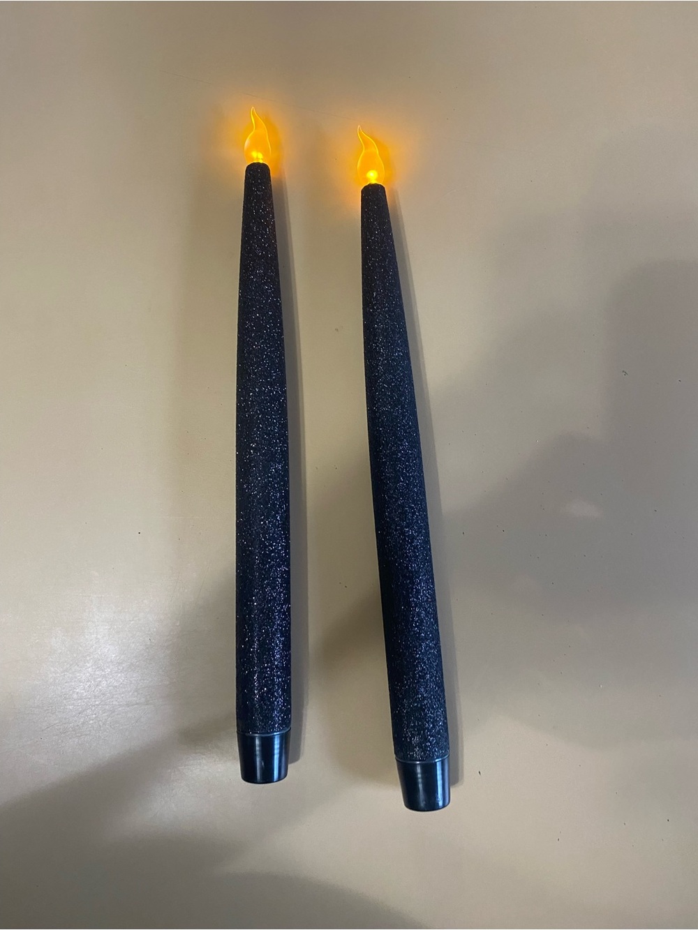 Ashland Black Glitter LED Taper Candles - Set of 2